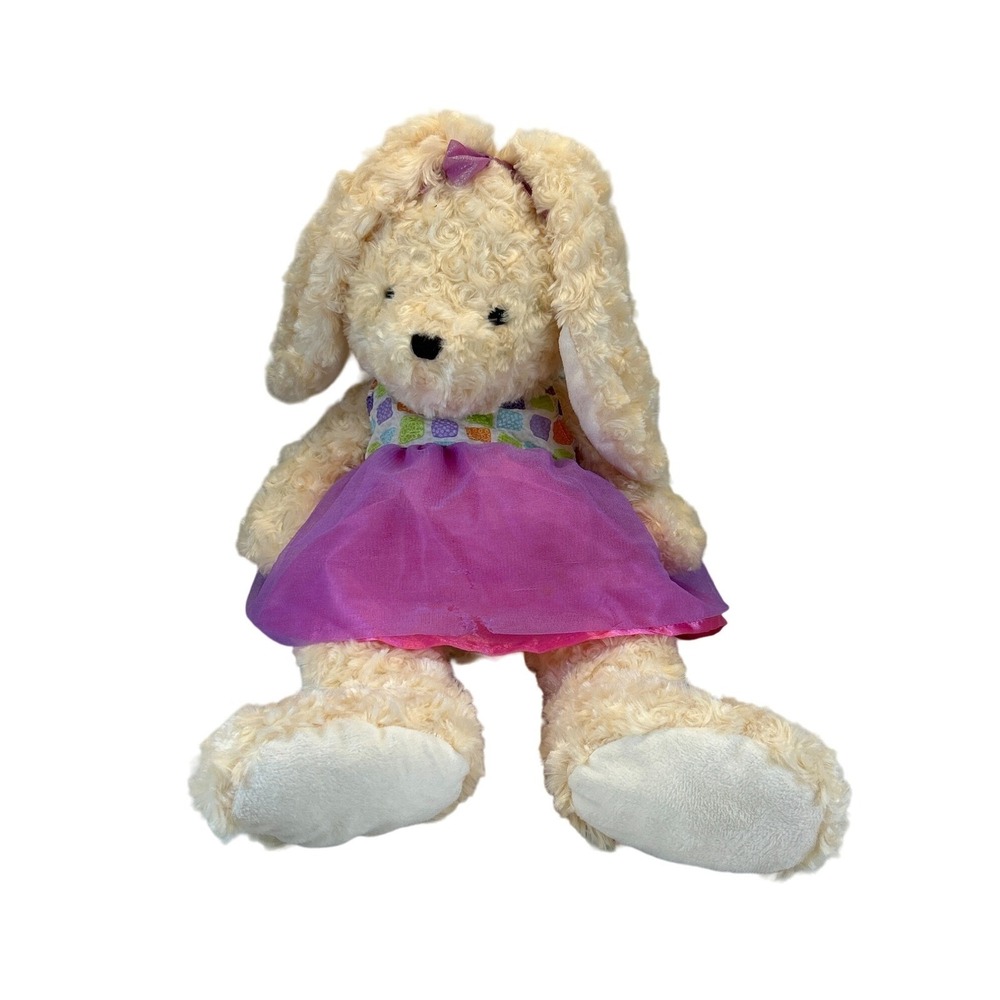 Walmart Bunny‎ Rabbit 22" Plush Cream Super Soft Purple Dress Bow Easter